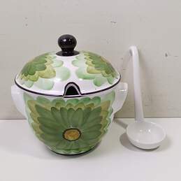 Soup Tureen w/Spoon Hand Painted in Portugal