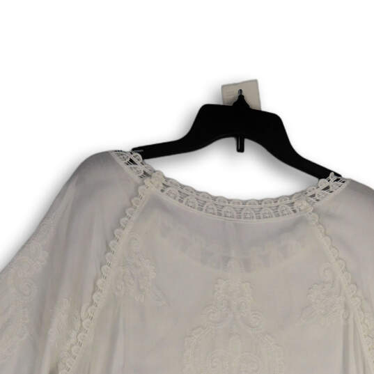 NWT Womens White Lace Embroidered Round Neck 3/4 Sleeve Blouse Top Size 1X image number 4