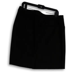 Womens Black Regular Fit Flat Front Elastic Waist Mini Skirt Size P12
