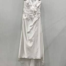 Womens White Pleated Bow Sleeveless Regular Fit Back Zip Maxi Dress Size 14