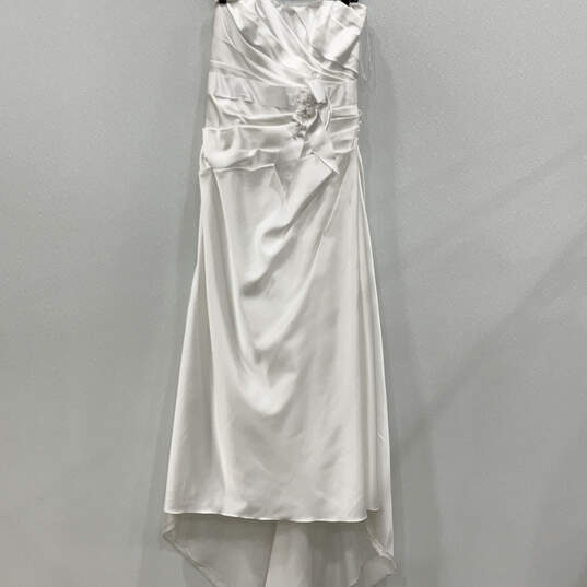 Womens White Pleated Bow Sleeveless Regular Fit Back Zip Maxi Dress Size 14 image number 1