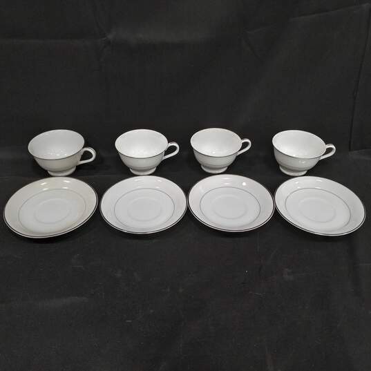 8pc Set of Fine China Teacups & Saucers image number 1