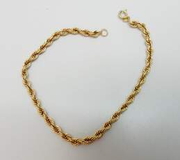 14k Yellow Gold Twisted Rope Chain Bracelet 1.7g alternative image