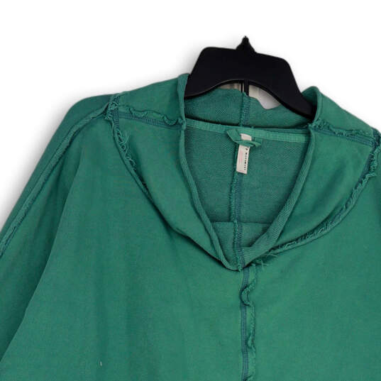 Womens Green Long Sleeve Collared Cropped Pullover Sweatshirt Size Medium image number 3