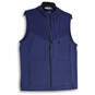 Mens Blue Sleeveless Drawstring Hooded Activewear Full-Zip Vest Size M image number 1