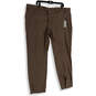 NWT Womens Brown Flat Front Straight Leg Slash Pockets Dress Pants Sz 44x30 image number 1