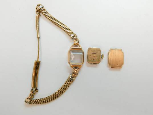 Ladies Vintage Longines 14K Gold Case Gold Filled Band 17 Jewels Watch 15.6g image number 1