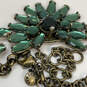 Designer J. Crew Gold-Tone Emerald Green Crystal Stone Statement Necklace image number 4