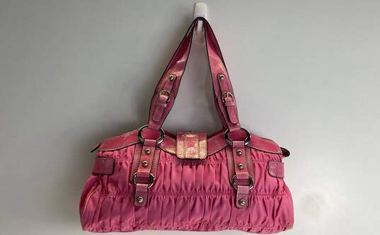 GUESS Pink Nylon Leather Pleated Satchel Bag image number 2