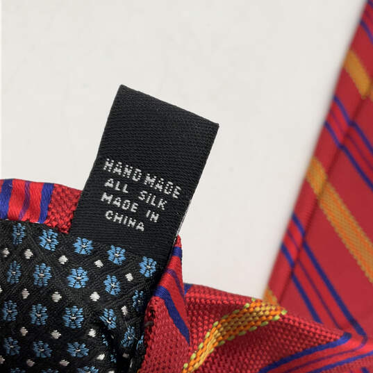 Mens Multicolor Silk Striped Four In Hand Adjustable Designer Necktie image number 4