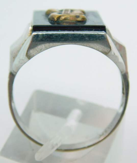 Vintage 10k White Gold Onyx Monogrammed Ring 4.9g image number 2