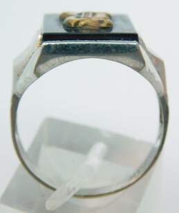 Vintage 10k White Gold Onyx Monogrammed Ring 4.9g alternative image