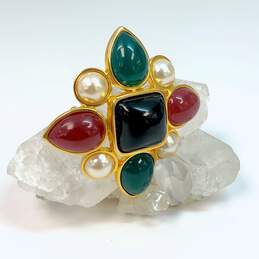 Designer Joan Rivers Gold-Tone Multicolor Stone Fashionable Brooch