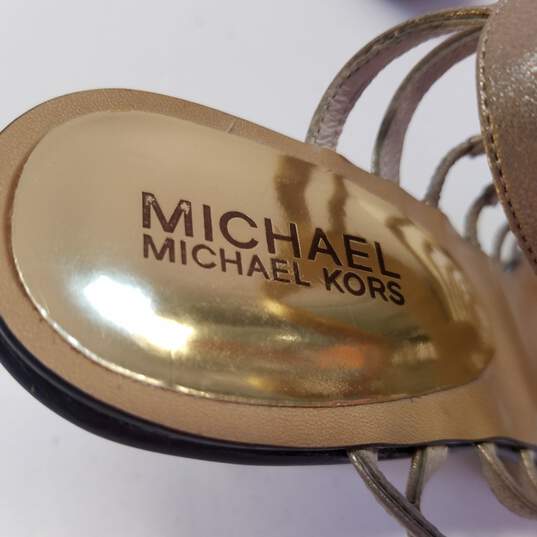 Michael Kors Leather Gladiator Heels Gold Metallic 7.5 image number 7