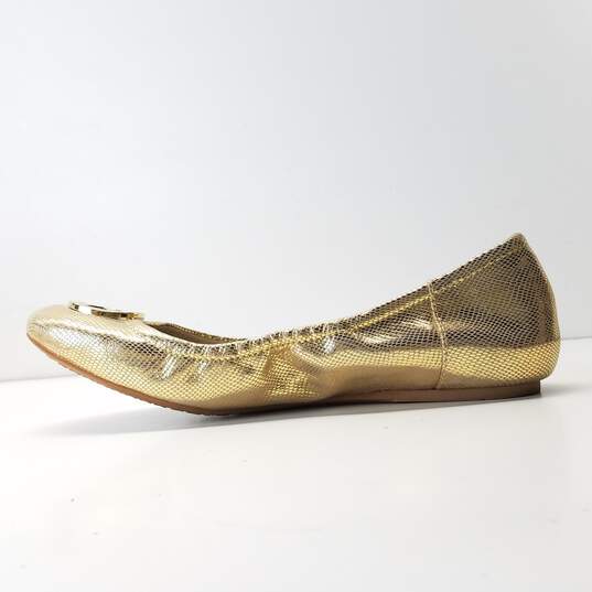 Michael Kors Scrunch Gold Leather Ballet Slippers Shoes Women's Size 9.5 M image number 6
