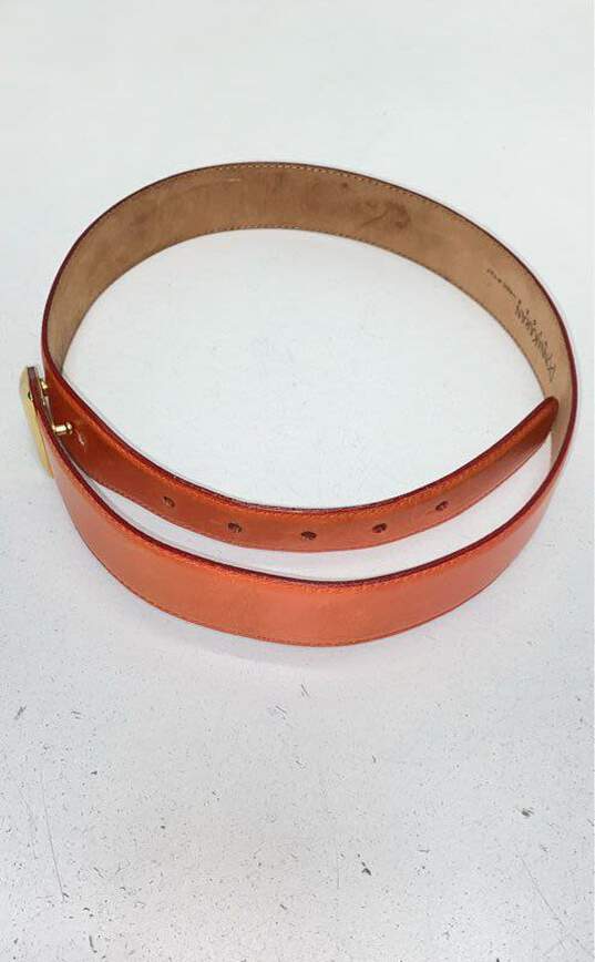 Donna Karan Orange Leather Belt Size M image number 7
