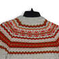 Womens Gray Red Fair Isle Crew Neck Long Sleeve Knit Pullover Sweater Sz XS image number 4