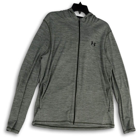 Mens Gray Space Dye Long Sleeve Pockets Full-Zip Activewear Hoodie Size L image number 1