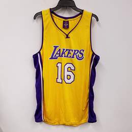Mens Yellow Los Angeles Lakers Pau Gasol #16 NFL Football Jersey Size XL