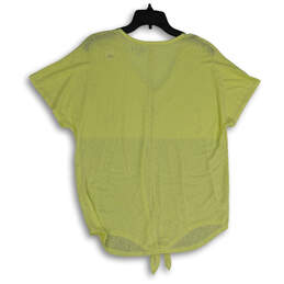 NWT Womens Yellow V-Neck Short Sleeve Front Knot Blouse Top Size Large alternative image