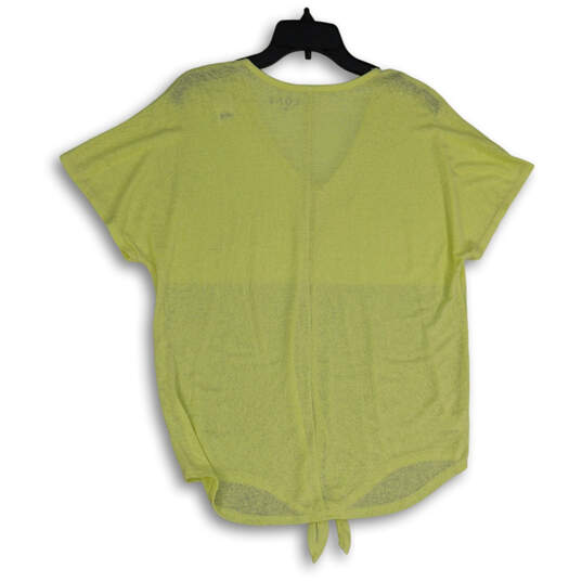 NWT Womens Yellow V-Neck Short Sleeve Front Knot Blouse Top Size Large image number 2