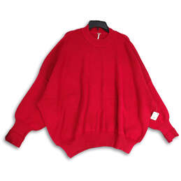 NWT Womens Red Knitted Crew Neck Long Sleeve Pullover Sweater Size Large