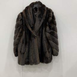 Olympia Womens Brown Faux Fur Long Sleeve Shawl Collar Coat Size 4X