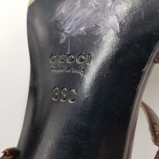 Gucci Ankle Strap Heel Women's Sz.38C Burgundy image number 7