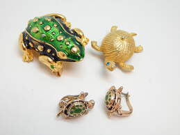 VNTG/Mod Mixed Metals Frog & Turtle Jewelry