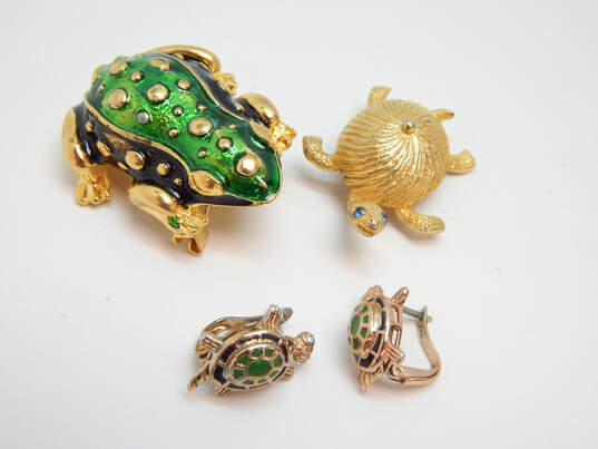 VNTG/Mod Mixed Metals Frog & Turtle Jewelry image number 1