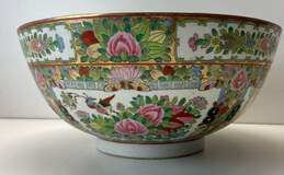 Oriental Porcelain Bowl Chinese Motif 14 inch Wide Asian Pottery Bowel alternative image
