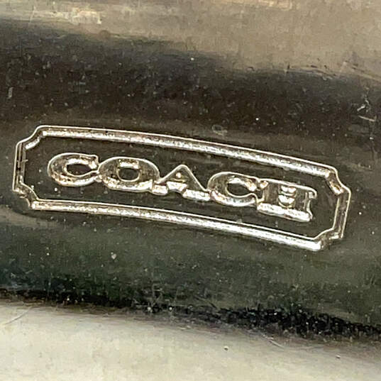Designer Coach Silver-Tone Signature Engraved Round Shape Bangle Bracelet image number 5