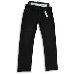 NWT Mens Black Denim Stretch Dark Wash Pockets Straight Leg Jeans Size 33W 32L