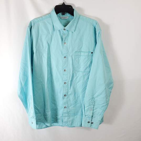 Tommy Bahama Men Turquoise Button Up L NWT image number 1