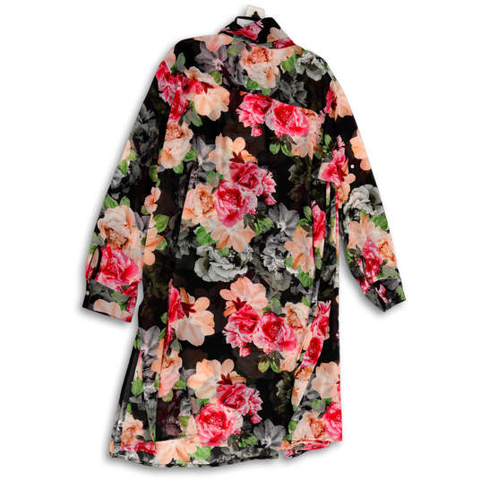 NWT Womens Multicolor Floral Long Sleeve Button Front Tunic Top Size 2XL image number 2
