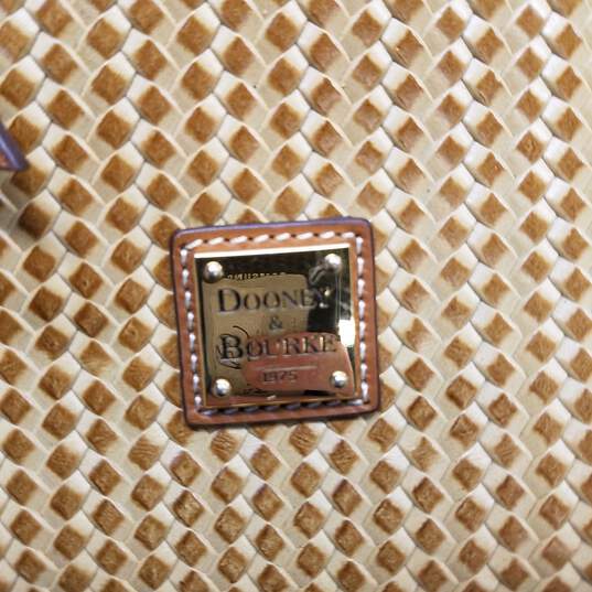 Buy the Dooney & Bourke Camden Woven Leather Tote Bag Brown