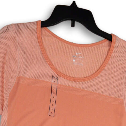 NWT Womens Orange Round Neck Short Sleeve Pullover T-Shirt Size Large image number 3