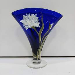Big Flower Vase, Blue Pottery Vase, Red Blue Green Ceramic Vase