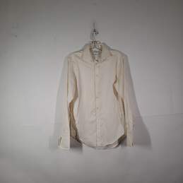 Mens Slim Fit Performance Non-Iron Long Sleeve Collared Dress Shirt Sz 15 32-33