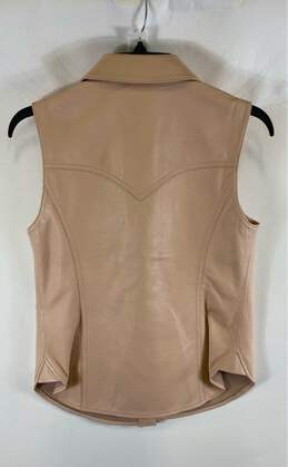 Coach Womens Pink Lamb Leather Sleeveless Collared Button-Up Vest Size 2 alternative image