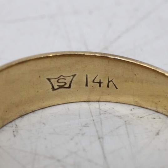 14K Yellow Gold Etched Ring Band Size 4.75 - 2.1g image number 6