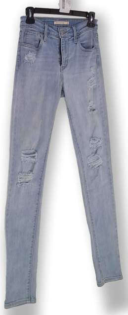 Womens Blue Distressed Straight Leg Slim Fit Coin Pocket Denim Jeans Size XS alternative image