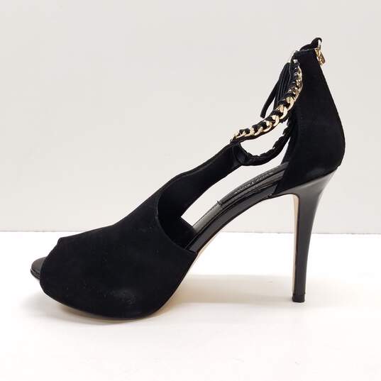 White House Black Market Adonia Black Chain Peep Toe Stiletto Heels Size 8.5 image number 1