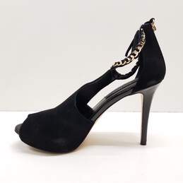 White House Black Market Adonia Black Chain Peep Toe Stiletto Heels Size 8.5