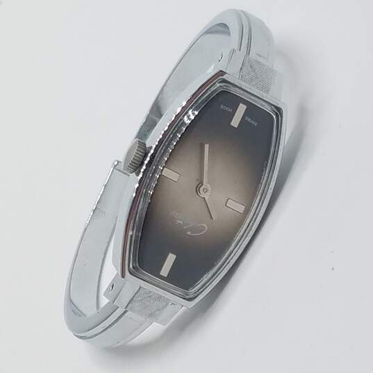 Chateau Silver Tone Brown Dial Manual Wind Hinged Vintage Bracelet Watch image number 5