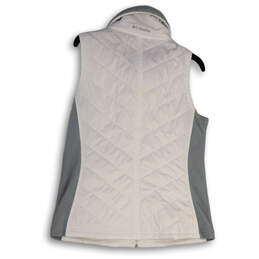 Womens White Gray Mock Neck Pocket Sleeveless Full-Zip Puffer Vest Size M alternative image