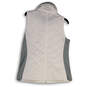 Womens White Gray Mock Neck Pocket Sleeveless Full-Zip Puffer Vest Size M image number 2