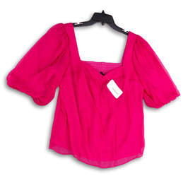 NWT Womens Pink Square Neck Pullover Cropped Blouse Top Size X-Large alternative image