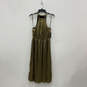 Womens Gold Pleated Sleeveless Halter Neck Fit And Flare Dress Size Small image number 2