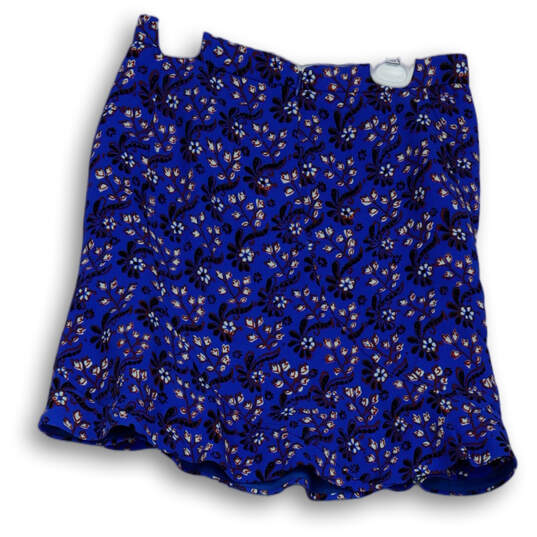Womens Blue Floral Flat Front Stretch Back Zipper Short Mini Dress Size 00 image number 2